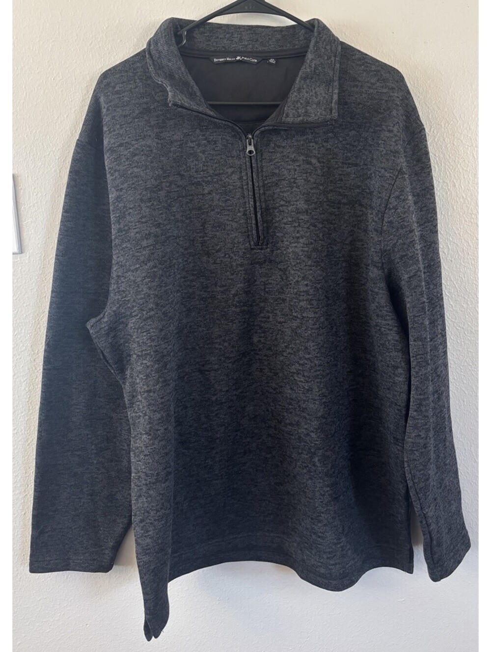 Beverly Hills Polo Club Men’s Long Sleeve Quarter Zip Sweater Size XL Grey